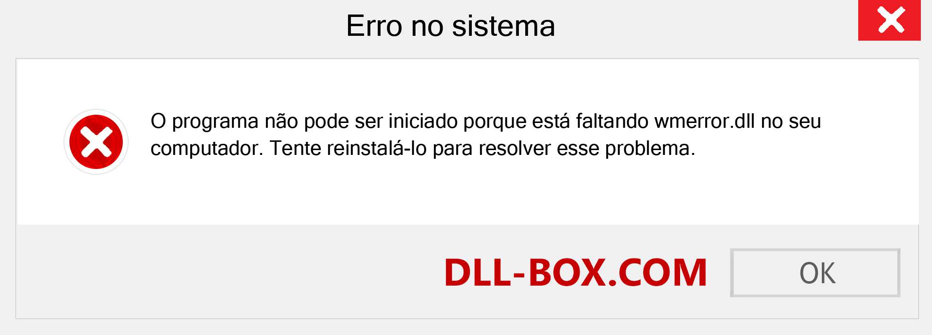 Arquivo wmerror.dll ausente ?. Download para Windows 7, 8, 10 - Correção de erro ausente wmerror dll no Windows, fotos, imagens